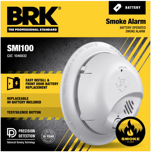 BRK ION SMOKE ALARM 9V BATT